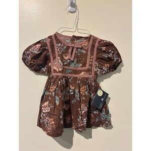 NWT Modern Moments Maroon Floral Peasant Dress - 12M‎